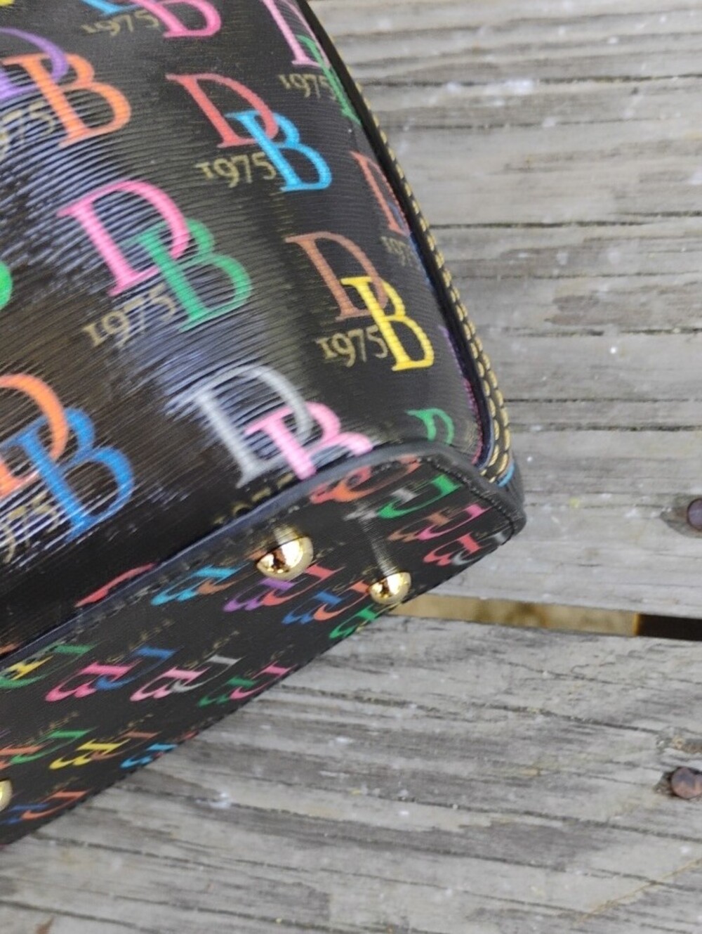 Dooney & Bourke Black Multicolor DB Logo Satchel - Picture 7 of 14